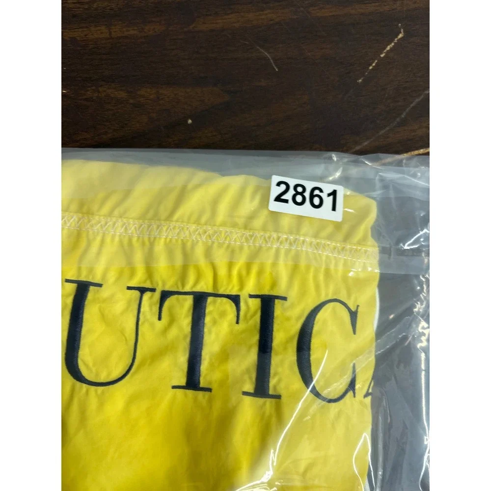Nautica Mens Yellow Graphic Logo Swim Trunks Mesh Lined Shorts Size XXL